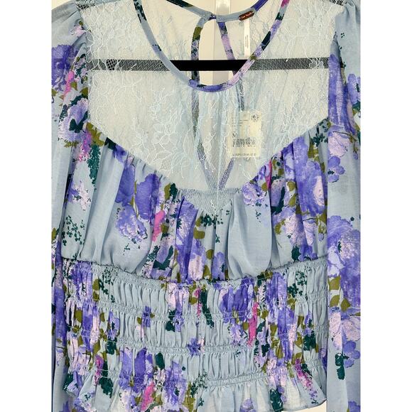 Free People Daphne Blouse in Blue Medium - Picture 5 of 10